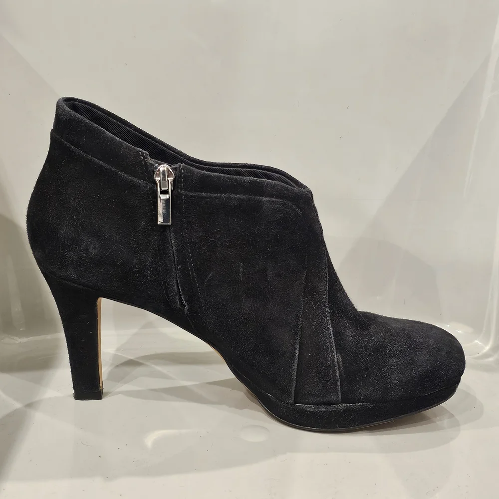 CLARKS Artisan Elegant Black Suede Ankle Booties
